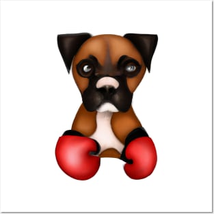 Cute Boxer Drawing Posters and Art